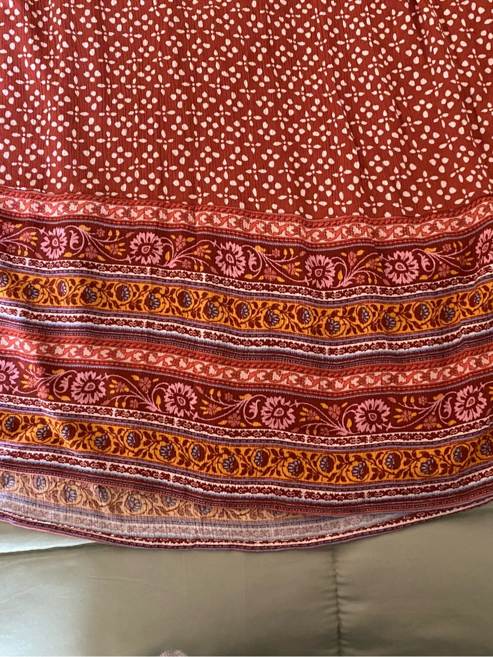 Knox Rose Orange Floral Border-Print Boho Dress - Picture 5 of 6